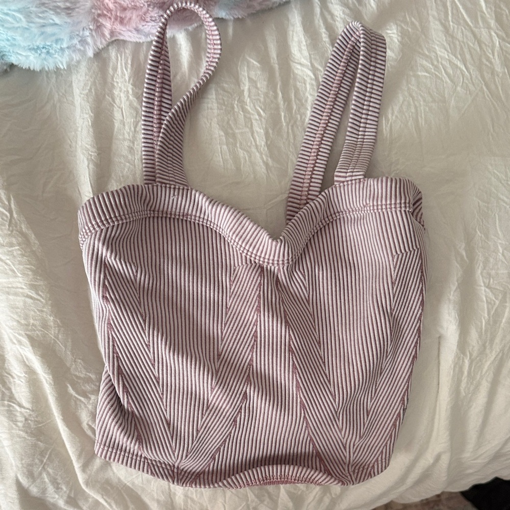 FP Movement by Free People Striped Mauve Crop Top
